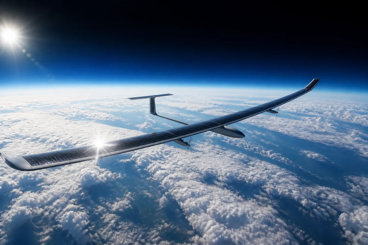 Solar-wing aircraft concept above the clouds