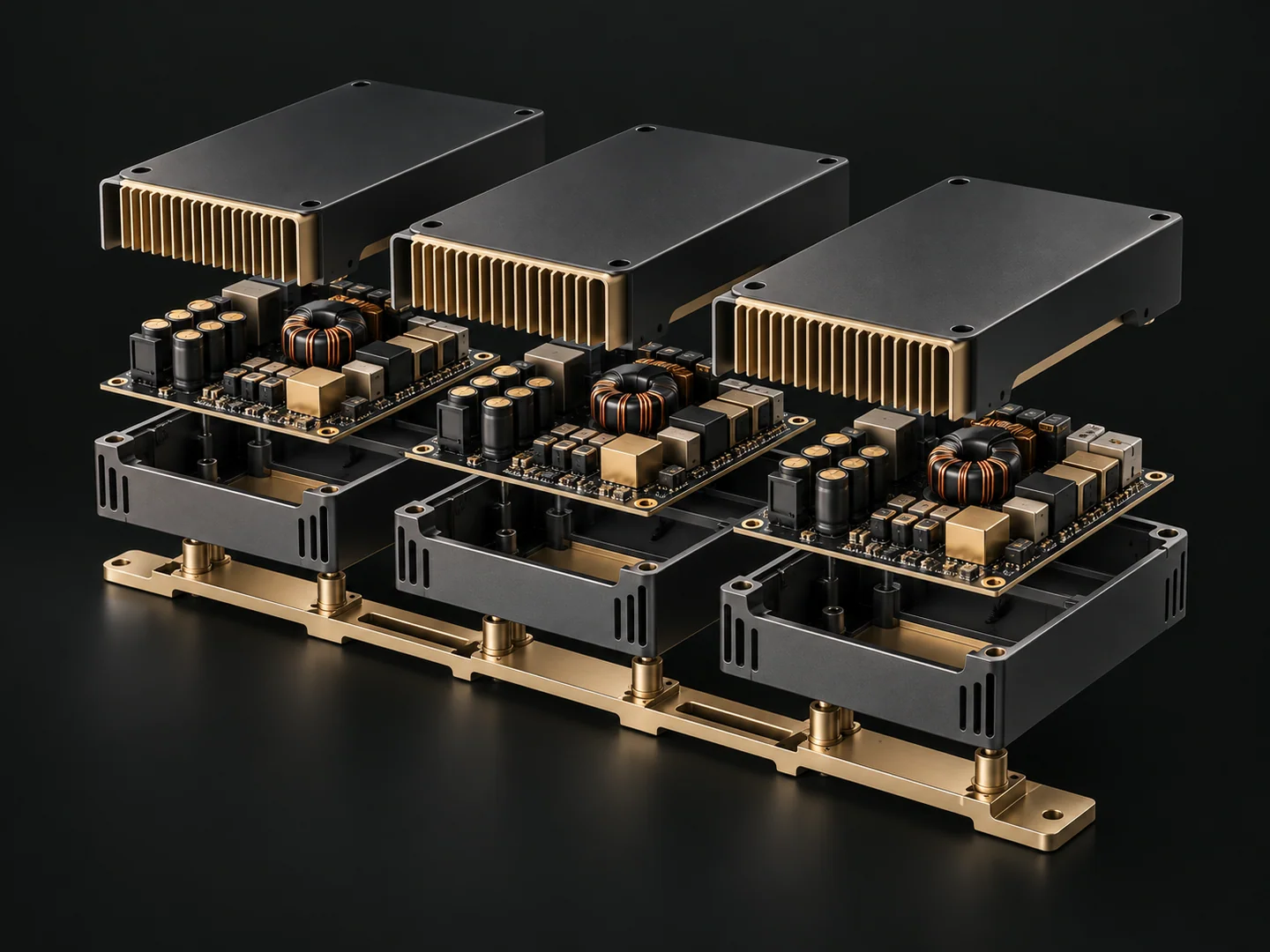 Exploded concept view of modular conversion assemblies and circuit boards